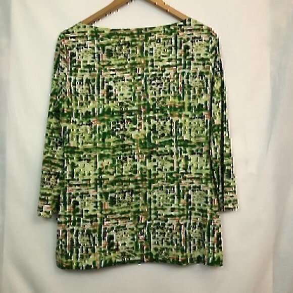 WORTH NEW YORK Green Black Orange White Geometric Printed Work Office Blouse Top - Picture 4 of 4